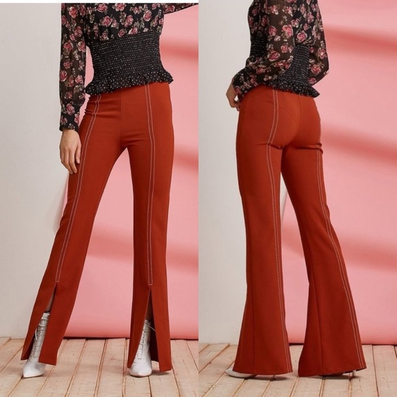 NWT Foxiedox Clay Split Pants Orange Size XS Extra Small Flare Bootcut Split Hem - Picture 1 of 9